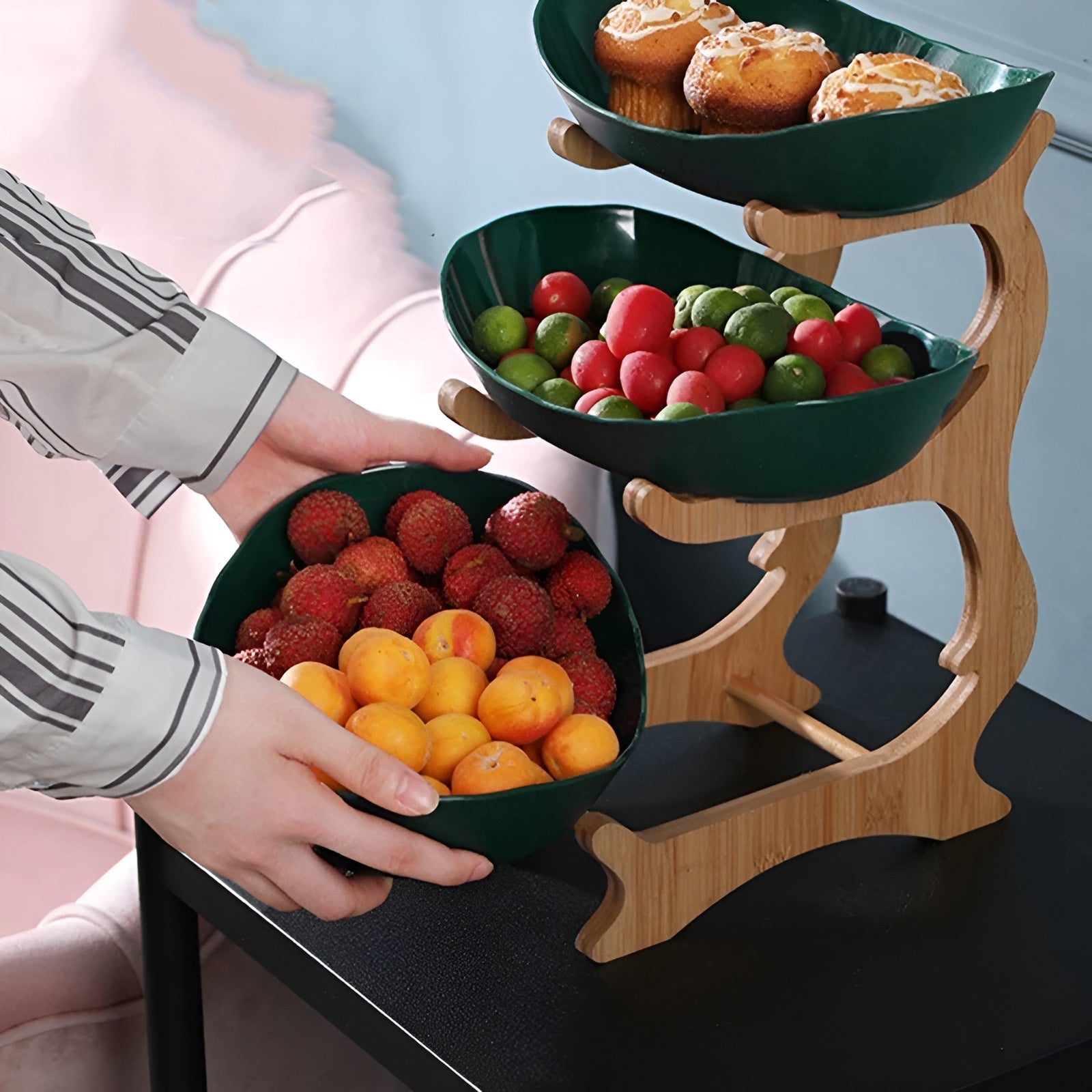 Obstkorb 3 Etagen Holzständer Mit Schalen Küchen Organizer | Restfield