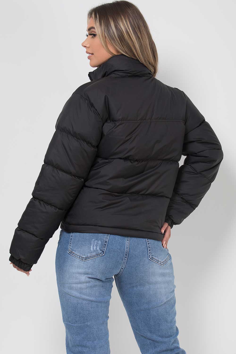 Quilted Women's Jacket with Hood and Zipper - Long Puffer Winter Jacket, Warm and Windproof for Women, Black | Sansoti