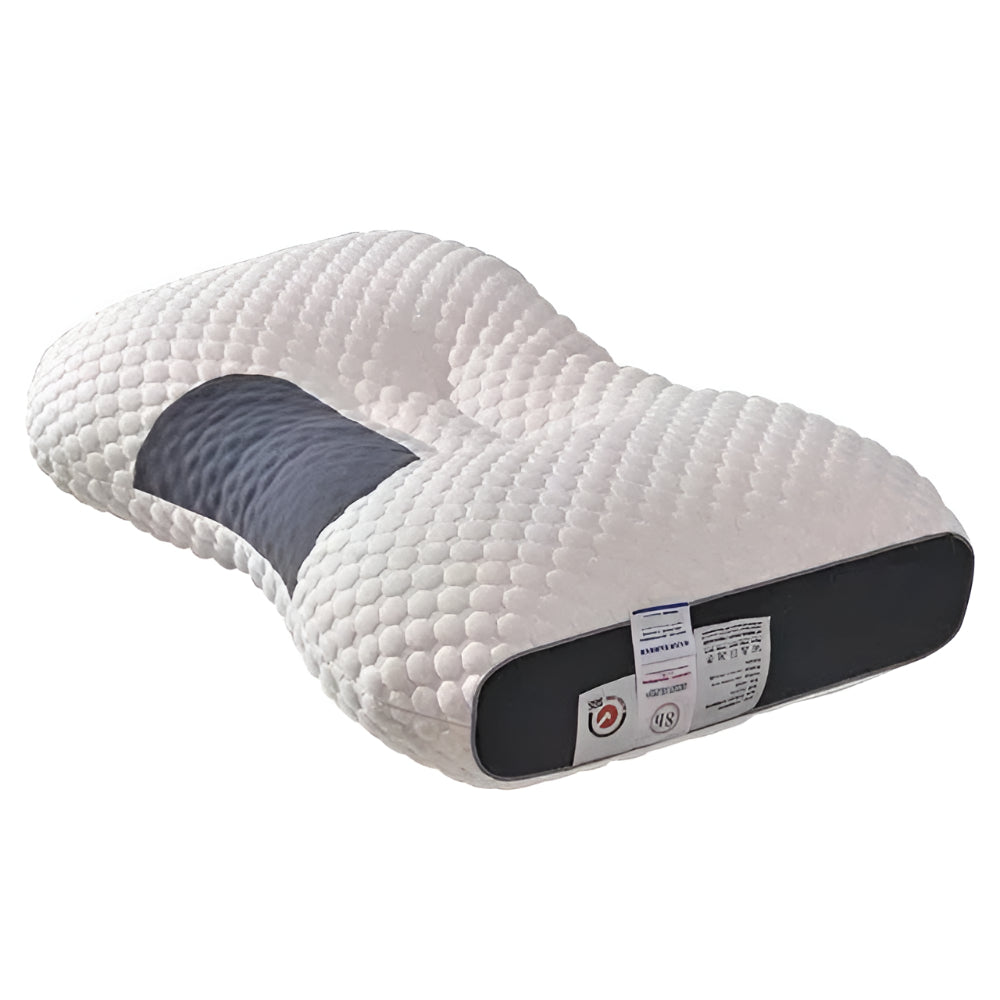 Orthopedisch Nekssteunkussen 48×74cm Ergonomisch Gevormd Memory Foam voor Rug- en Zijslapers Wit-Grijs | Sansoti