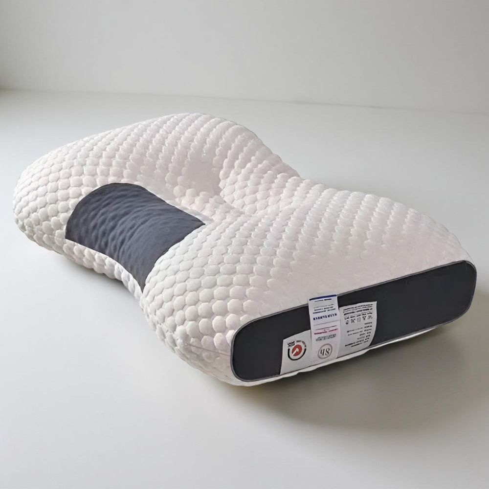 Orthopedisch Nekssteunkussen 48×74cm Ergonomisch Gevormd Memory Foam voor Rug- en Zijslapers Wit-Grijs | Sansoti