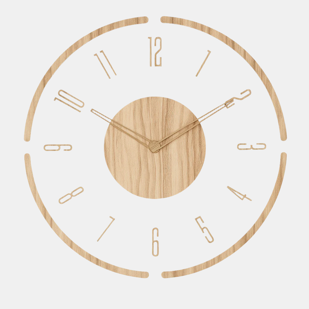 Scandinavische Wandklok Hout 35cm Stil Uurwerk Minimalistisch Design Woonkamer Slaapkamer Kantoor | Sansoti