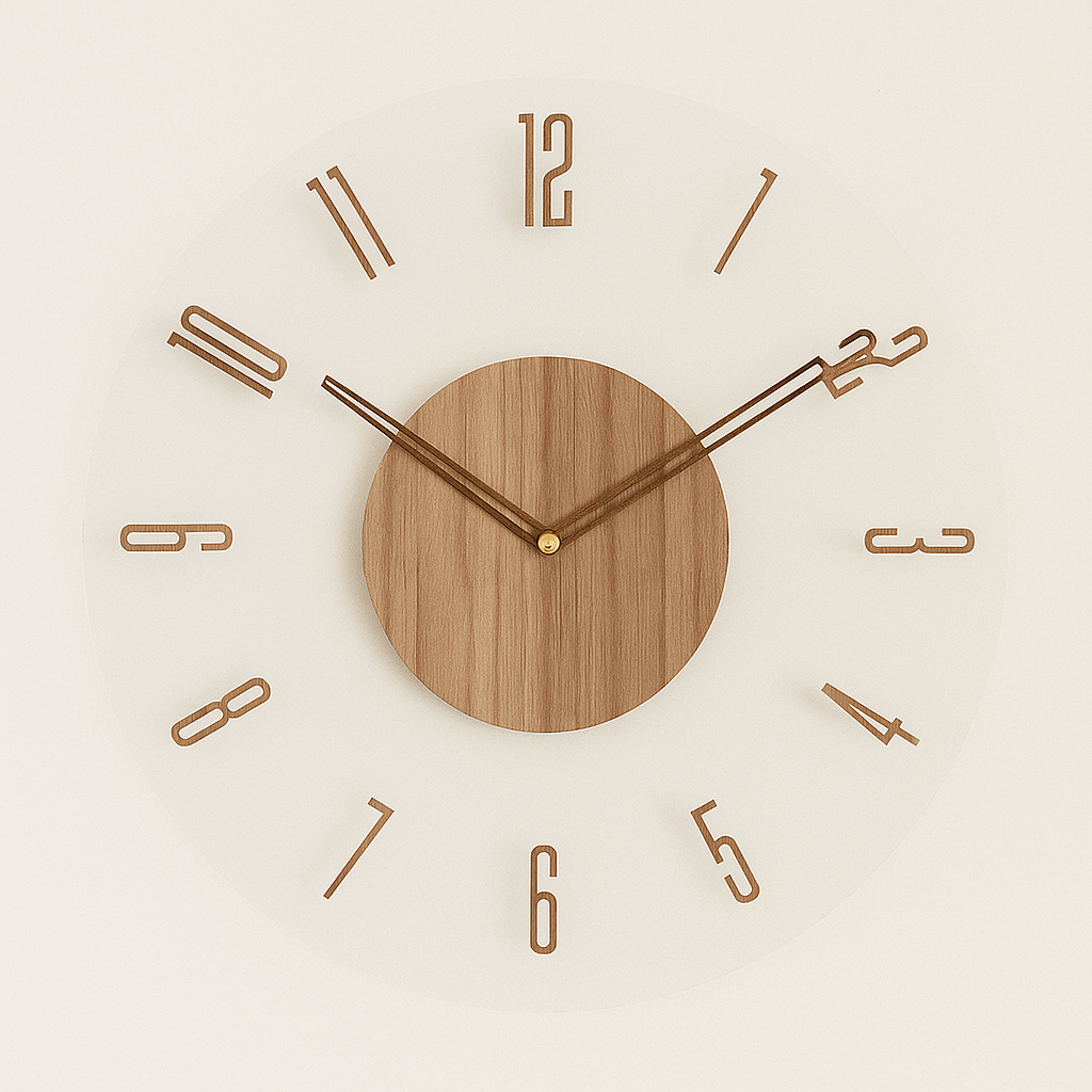 Scandinavische Wandklok Hout 35cm Stil Uurwerk Minimalistisch Design Woonkamer Slaapkamer Kantoor | Sansoti