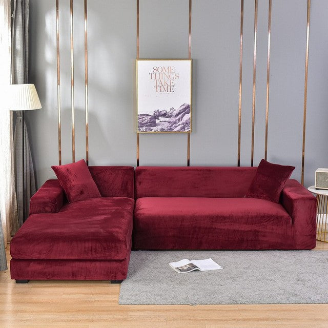 Elastic Velvet Sofa Cover Full Protection for Sofa Frame Universal Fit Soft Stylish Living Room | Sansoti