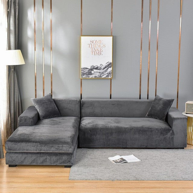 Elastic Velvet Sofa Cover Full Protection for Sofa Frame Universal Fit Soft Stylish Living Room | Sansoti