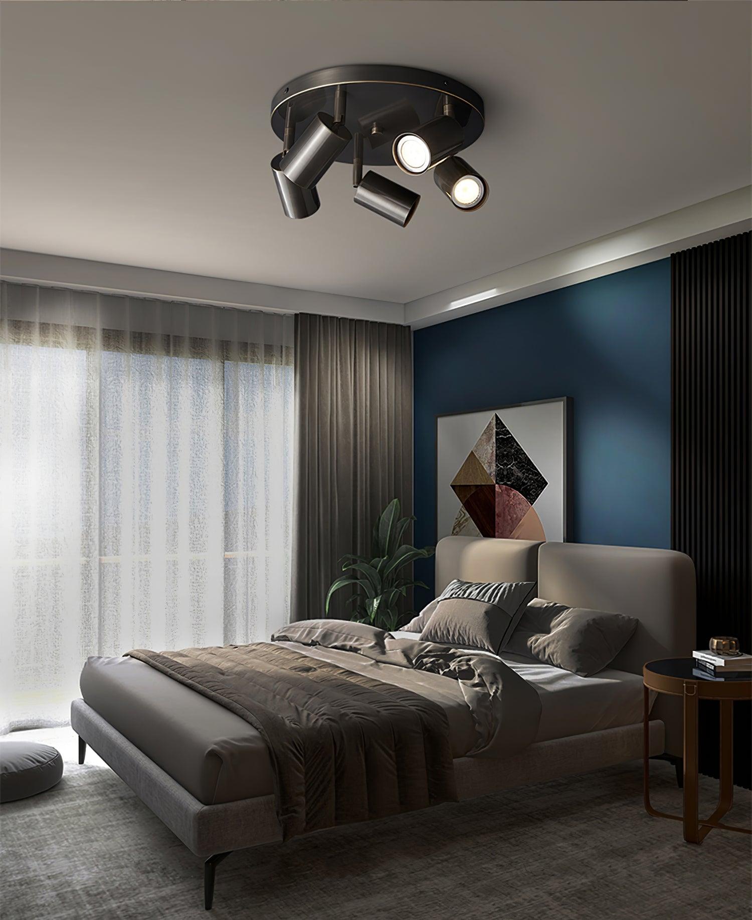 Plafondlamp Metalen Vloerlamp met Messing Afwerking Industriële Kroonluchter 3 of 5 Lichtpunten GU10 Fitting 25W per Lamp Moderne Hanglamp Koperkleur Zwart | Sansoti