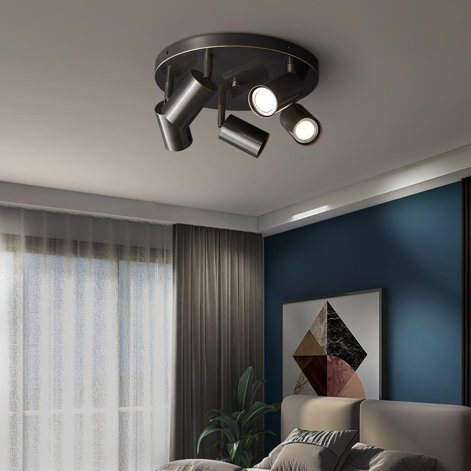 Plafondlamp Metalen Vloerlamp met Messing Afwerking Industriële Kroonluchter 3 of 5 Lichtpunten GU10 Fitting 25W per Lamp Moderne Hanglamp Koperkleur Zwart | Sansoti