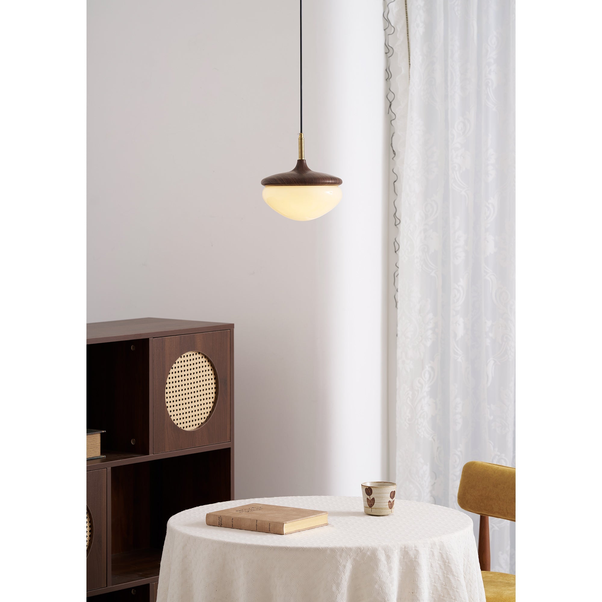 Vintage Hanglamp Metaal en Glas Beige-Goud 22 cm Scandinavische Sfeer Eetkamer Woonkamer | Sansoti