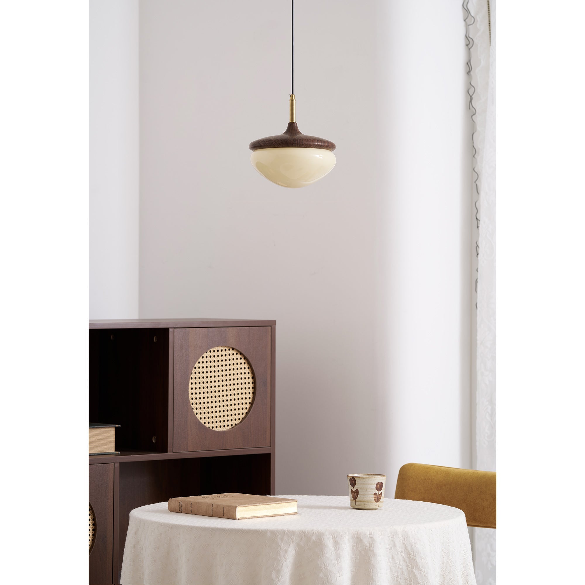 Vintage Hanglamp Metaal en Glas Beige-Goud 22 cm Scandinavische Sfeer Eetkamer Woonkamer | Sansoti