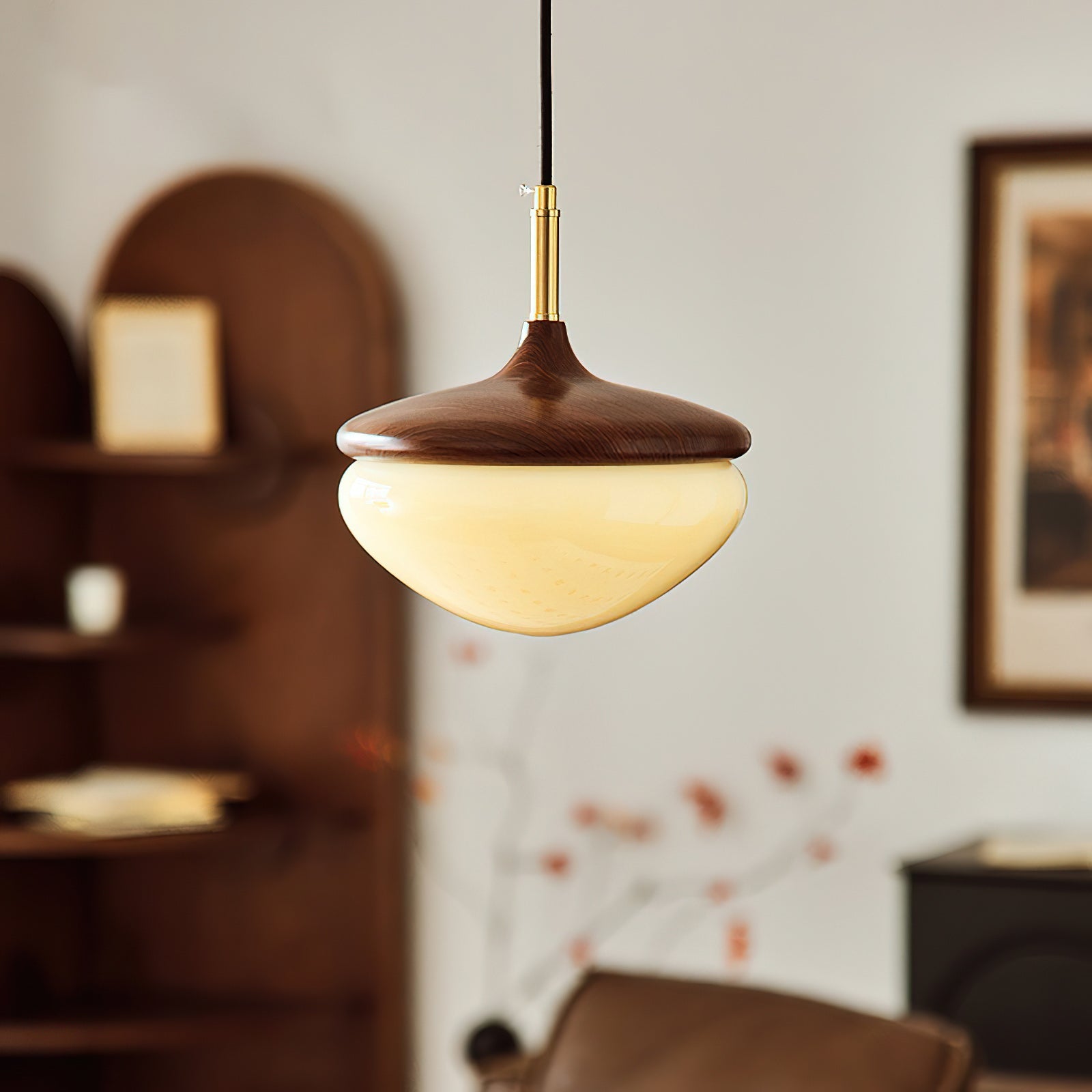 Vintage Hanglamp Metaal en Glas Beige-Goud 22 cm Scandinavische Sfeer Eetkamer Woonkamer | Sansoti