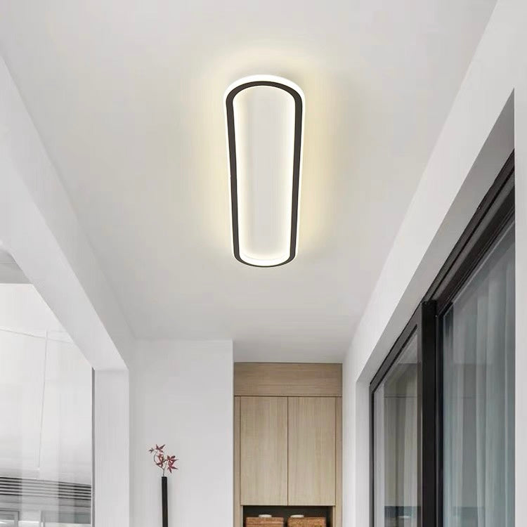 LED Deckenleuchte Langoval Schwarz Weiß Flur Wohnzimmer Schlafzimmer Modern Minimalistische Deckenbeleuchtung | Restfield
