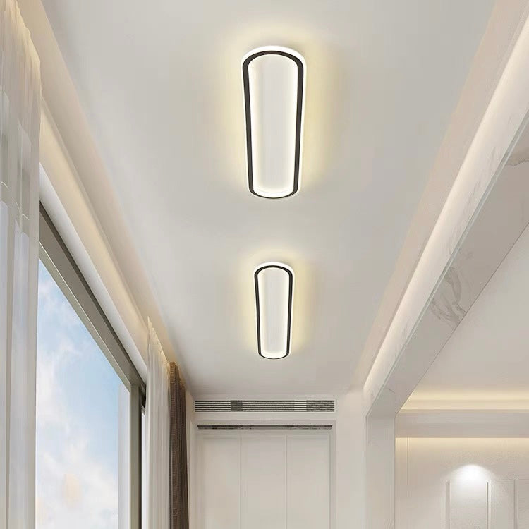 LED Deckenleuchte Langoval Schwarz Weiß Flur Wohnzimmer Schlafzimmer Modern Minimalistische Deckenbeleuchtung | Restfield