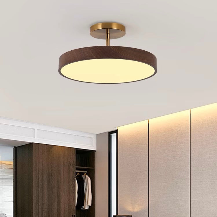 LED-Deckenleuchte Holzoptik Gold Rund Halbaufbau Wohnzimmer Schlafzimmer Esszimmer Design Deckenbeleuchtung | Restfield