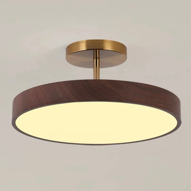 LED-Deckenleuchte Holzoptik Gold Rund Halbaufbau Wohnzimmer Schlafzimmer Esszimmer Design Deckenbeleuchtung | Restfield
