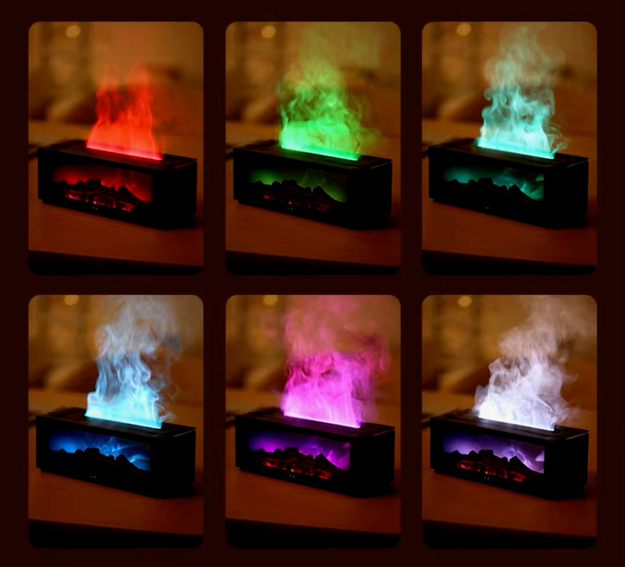 Aromatherapie Diffuser met Haardvuur-effect – Vlameffect LED Luchtbevochtiger 300ml – Ultrasone Vernevelaar met Sfeerverlichting | Sansoti
