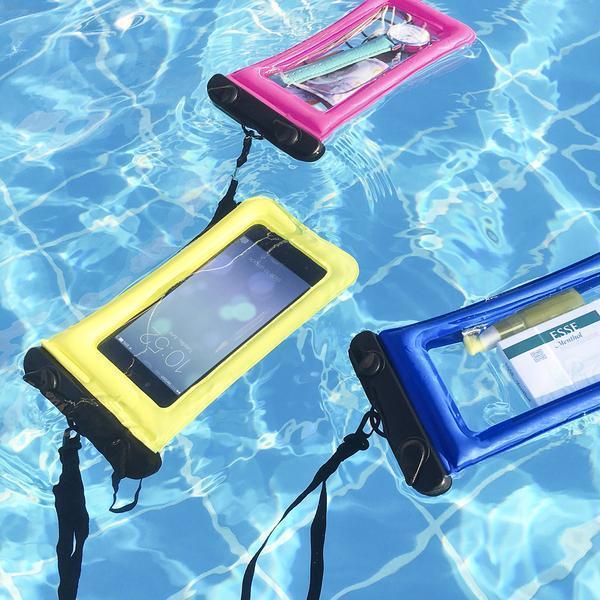 Waterdichte Drijvende Smartphonehoes – Touwtje – Universeel – Bescherming tot 30m Diepte – Zwemmen Snorkelen Strand – Geel Roze Oranje Blauw Groen | Sansoti