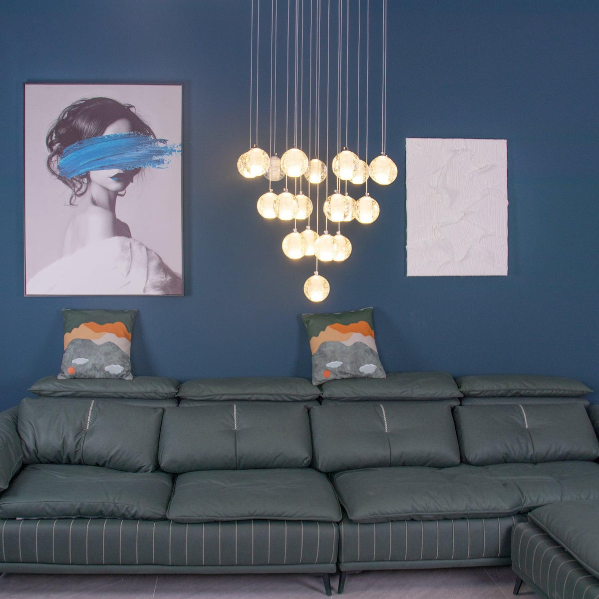 Crystal Cluster Pendant Lights Multiple Spheres Chrome Ceiling Lighting Modern Design Dining Room Living Room | Sansoti