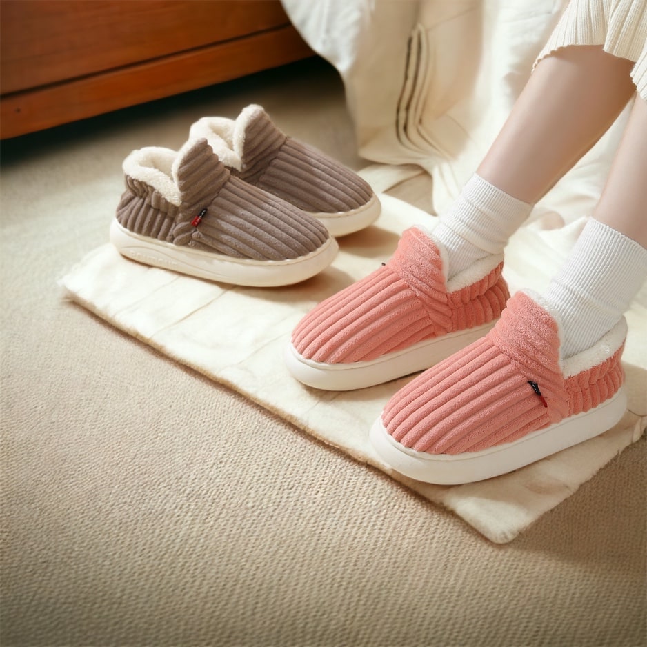 Unisex-Hausschuhe aus Baumwolle – Warme Pantoffeln mit rutschfester Sohle für Damen und Herren Bequemes Schuhwerk für drinnen | Sansoti