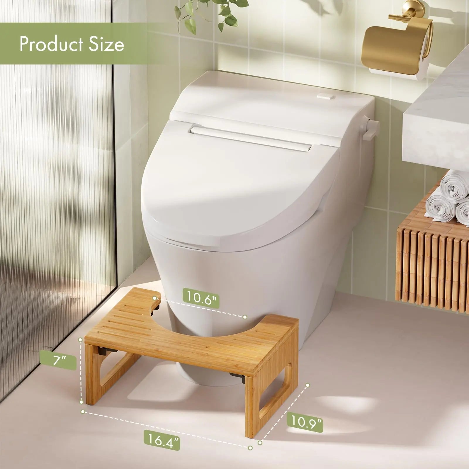 Inklapbare Bamboe Toiletsteun met Antislip Voetjes 41×27×18cm voor Stabiele Houding en Comfort | Sansoti