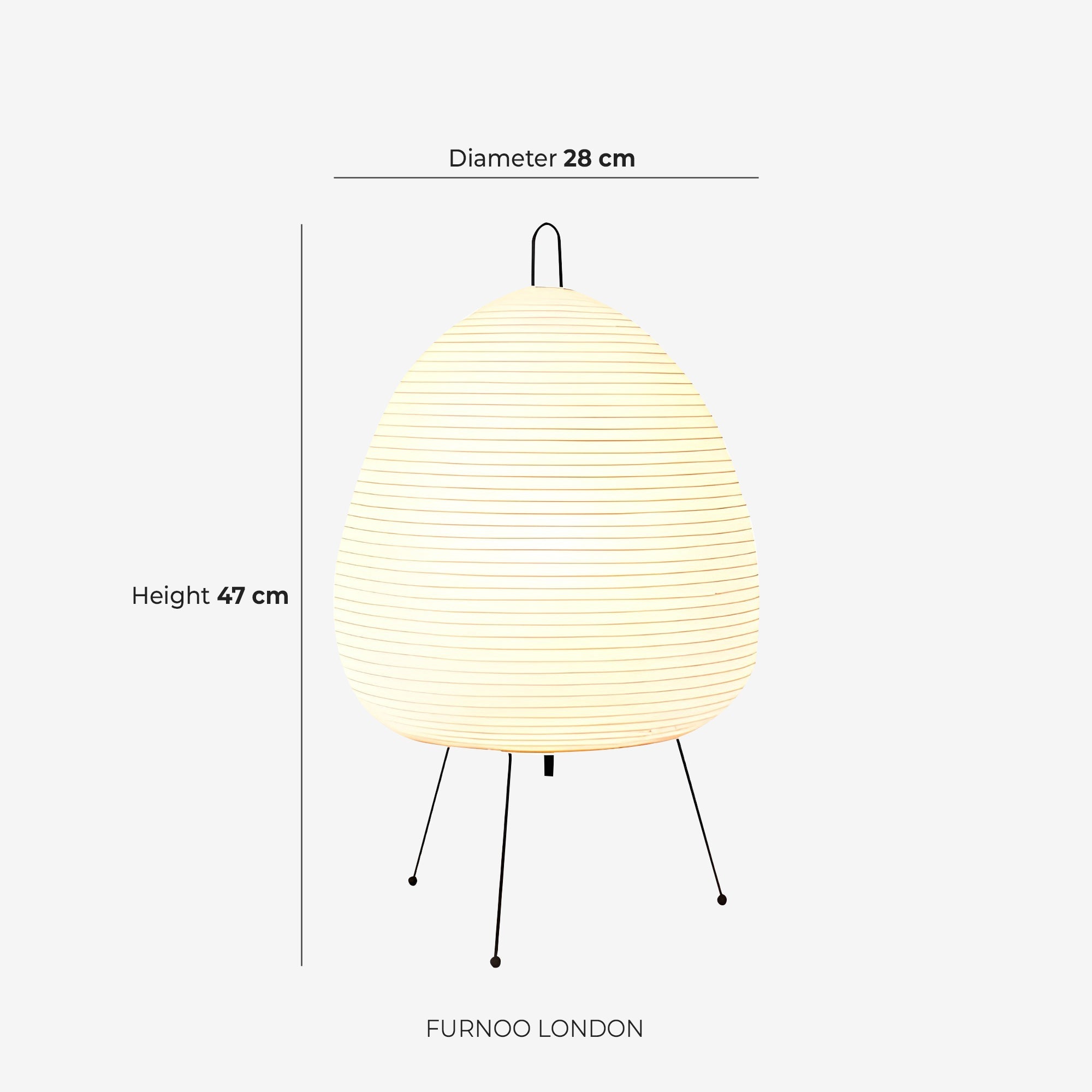 Japanse Tafellamp Sakura met Rijstpapier & Driepoot – Minimalistisch Design Warm Wit Licht – Ø28cm H48cm | Sansoti