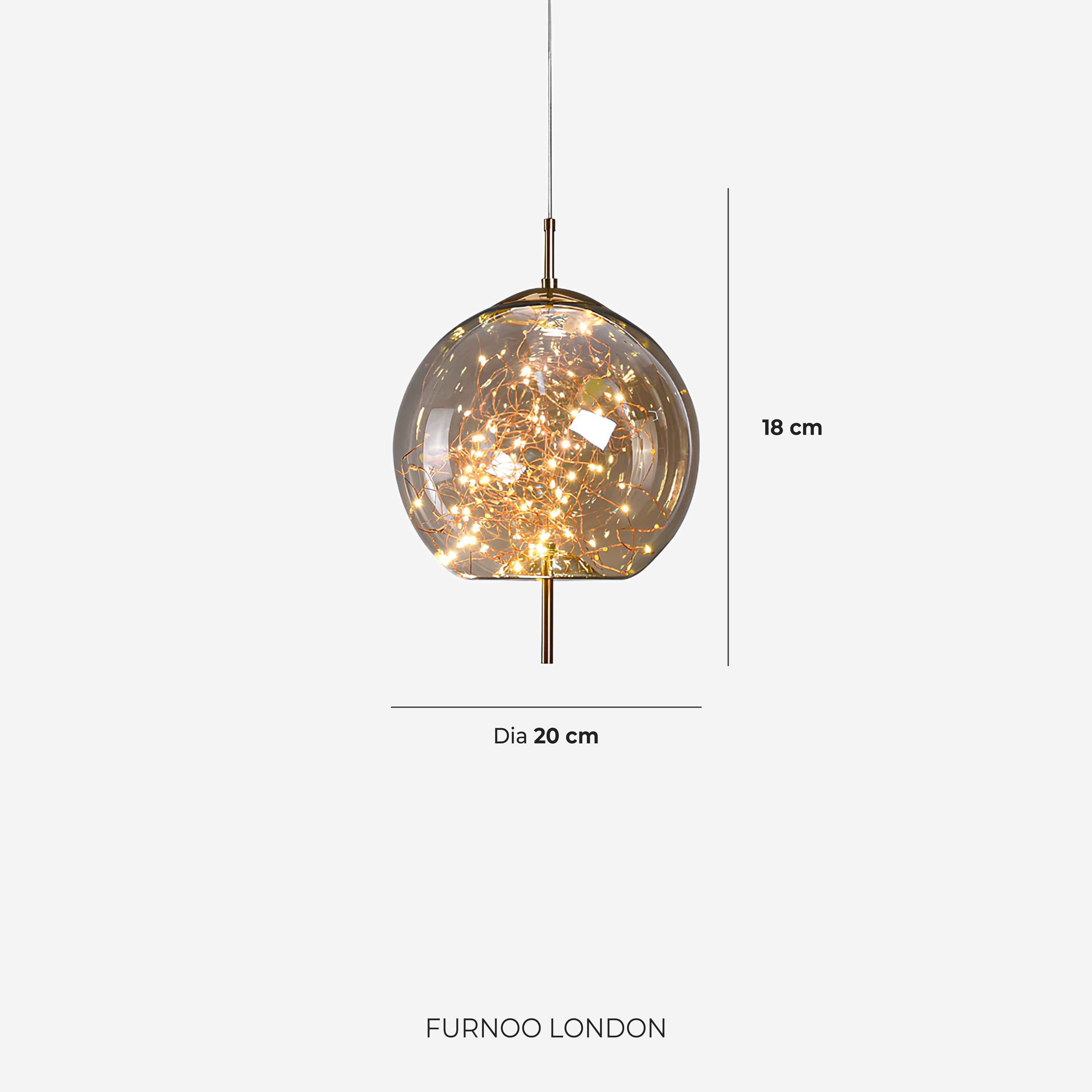 Glazen hanglamp LIV met rookachtige afwerking en warm wit licht – scandinavisch design met handafgewerkt glas – 3 maten beschikbaar | Sansoti