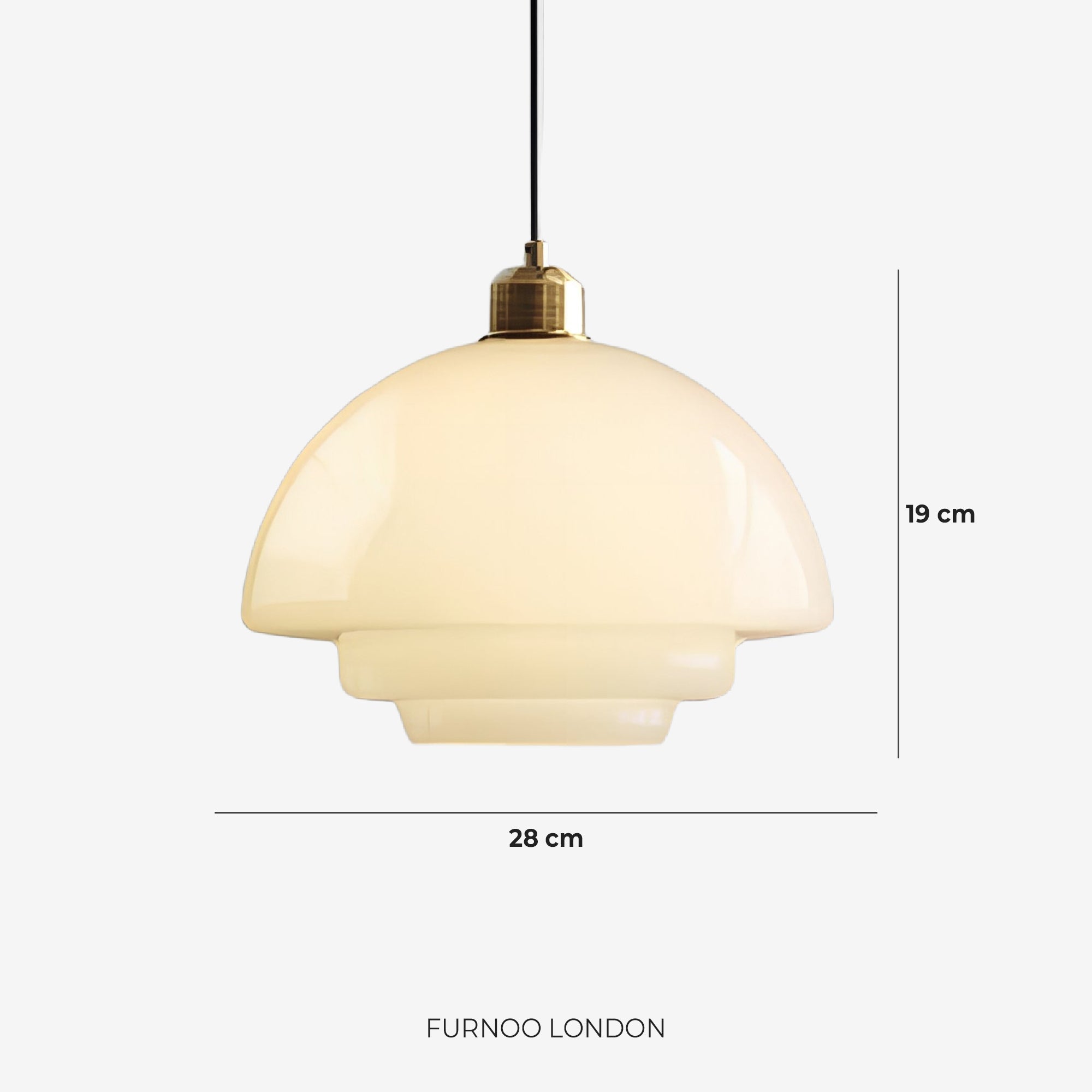 TINA Hanglamp – Mid-Century Melkwit Glas met Geborsteld Messing | Moderne Eetkamer & Keukenverlichting | Verstelbaar | E27 Fitting | Sansoti