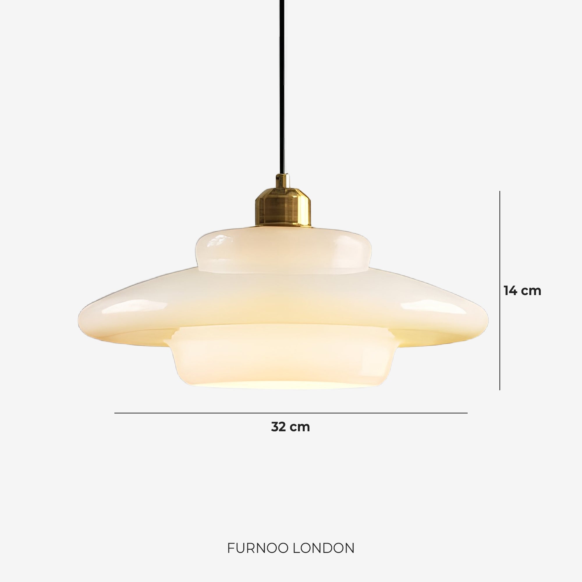 TINA Hanglamp – Mid-Century Melkwit Glas met Geborsteld Messing | Moderne Eetkamer & Keukenverlichting | Verstelbaar | E27 Fitting | Sansoti