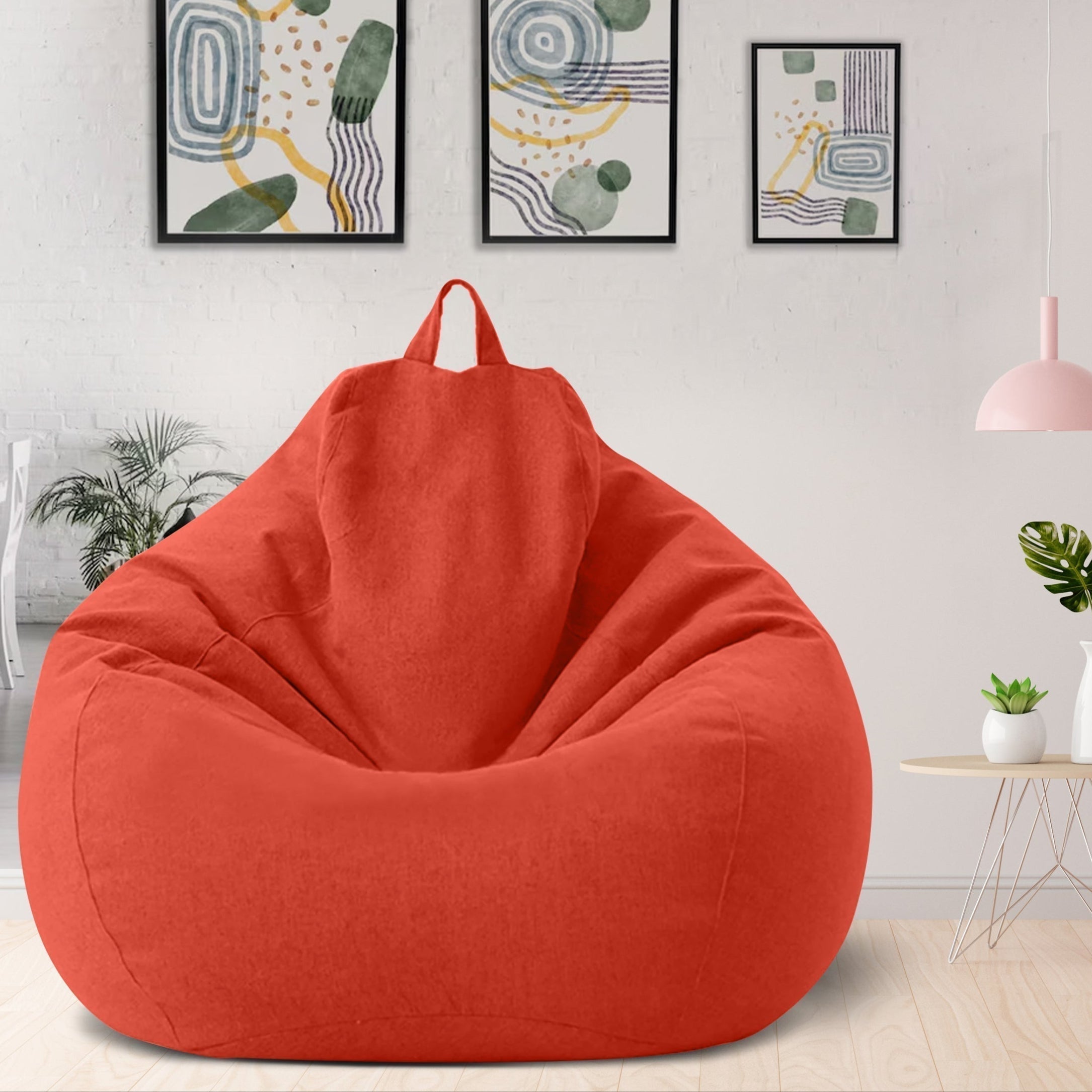 Afneembare Zitzakhoes XL Linnen-Look Wasbaar Lounge Relaxhoes Ergonomisch Comfort Vulbaar Zitzak Overtrek | Sansoti