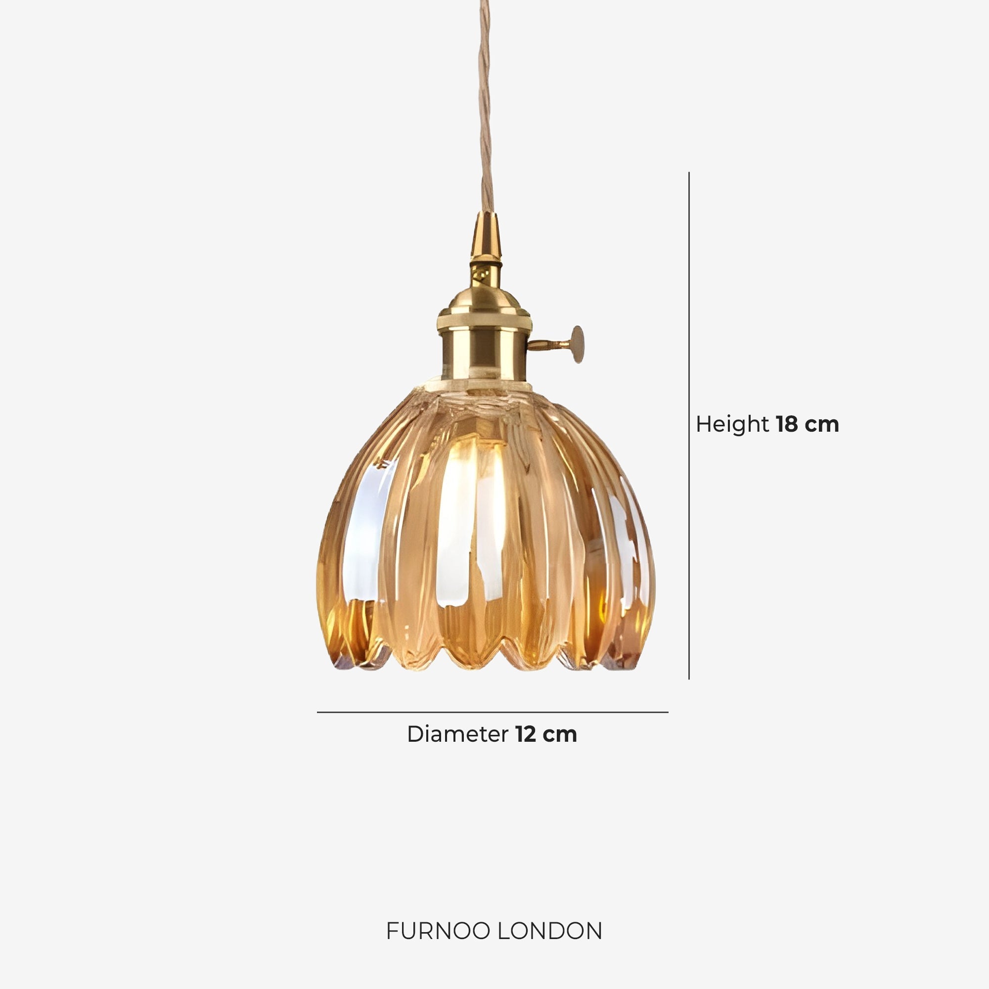 MAREN Hanglamp – Japanse Bloemvormige Glazen Lamp met Zacht Diffuus Licht – Verkrijgbaar in Groen, Transparant, Amber en Rookgrijs – Ø12cm x H18cm | Sansoti
