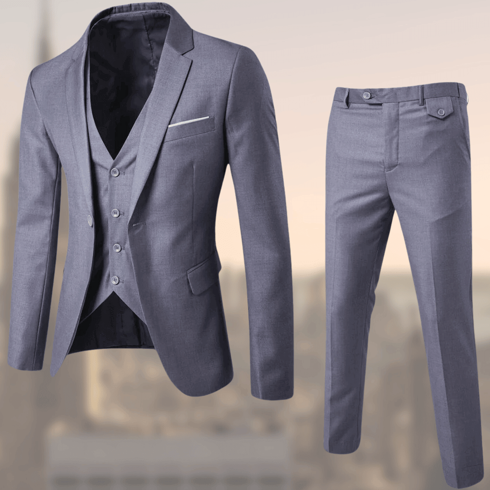 Three-Piece Men's Suit, Classic and Stylish, with Blazer, Waistcoat and Trousers, Elegant Business, Party and Wedding Suit | Sansoti