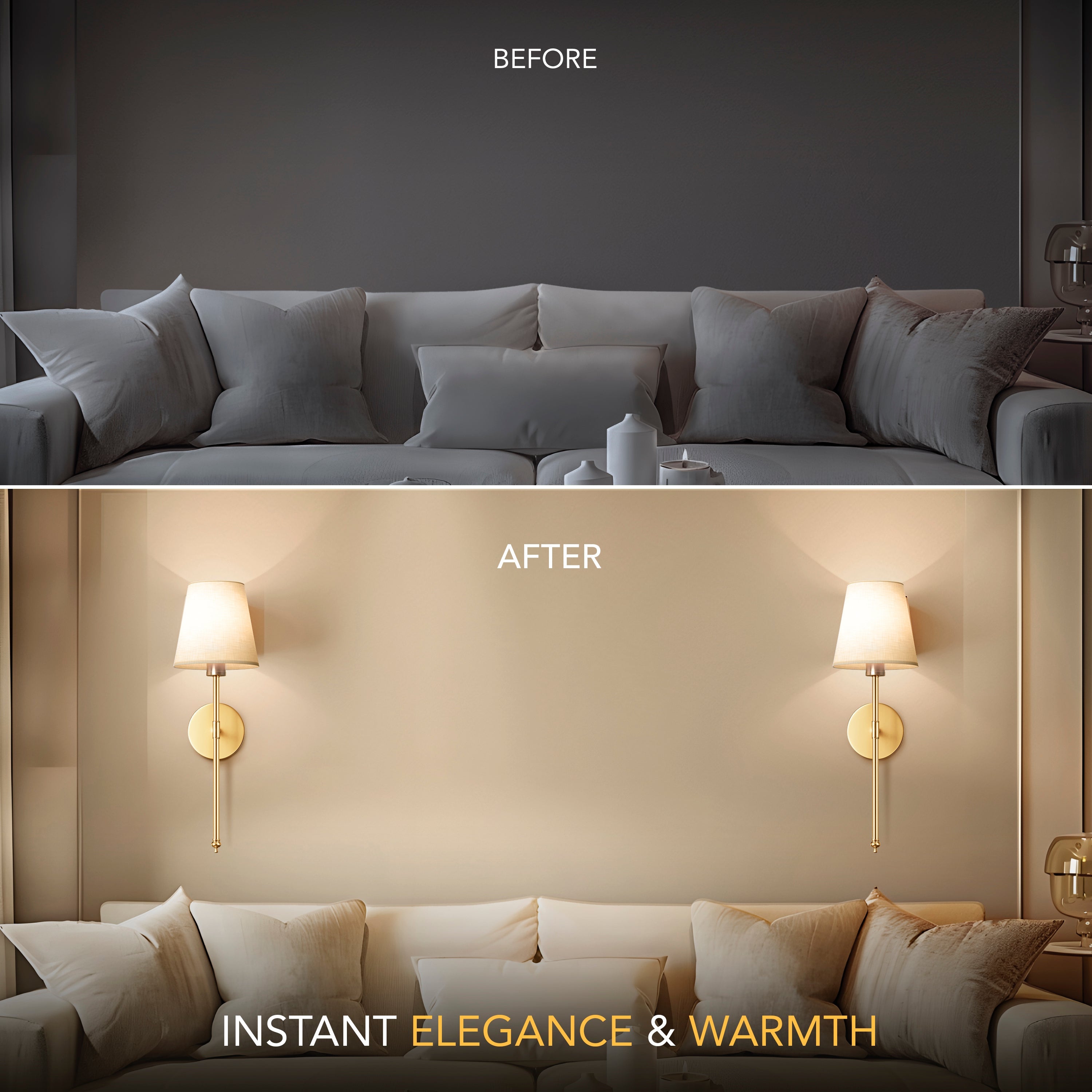 Applique murale sans perçage Sans fil 2 pièces Télécommande Dimmable Température de couleur réglable | Restfield