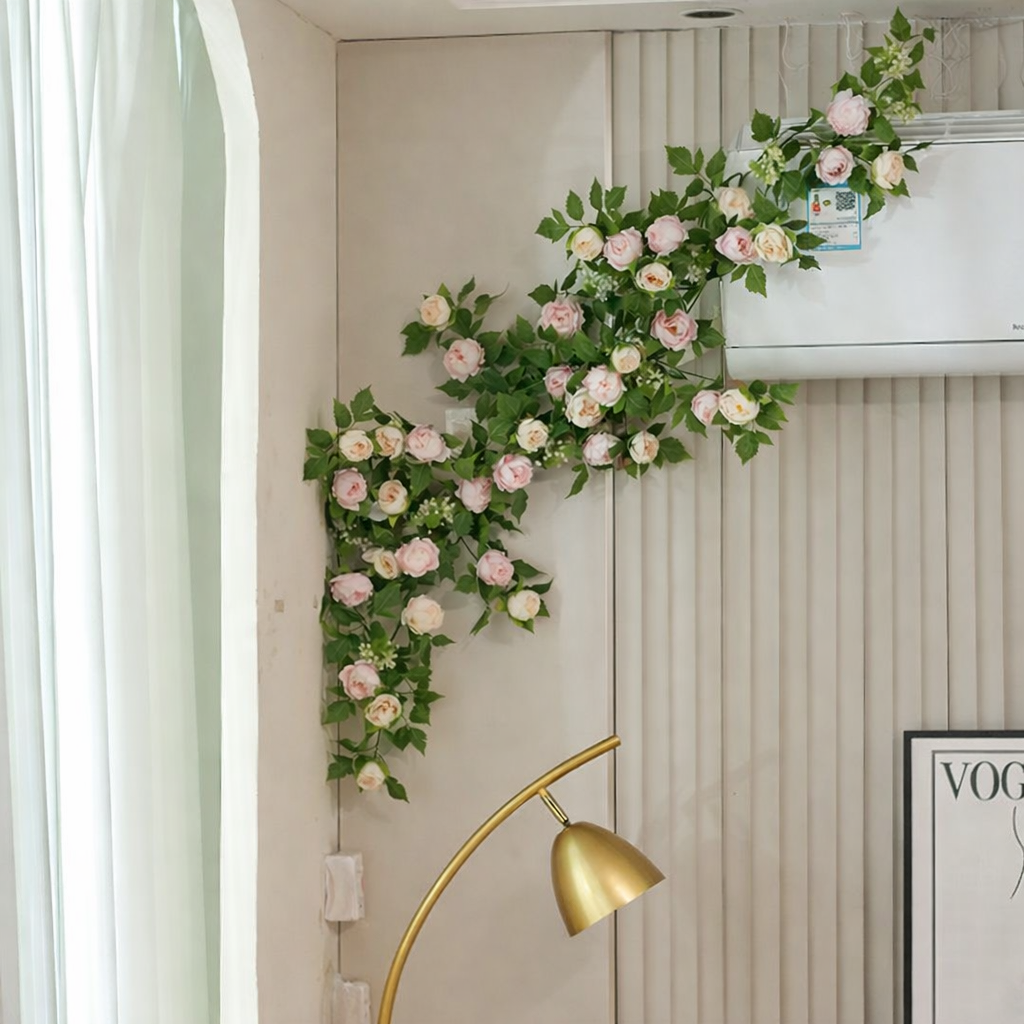 LED Light Garland with Pink Roses for Wall Decoration – 5 Meter Ambient Light | Sansoti
