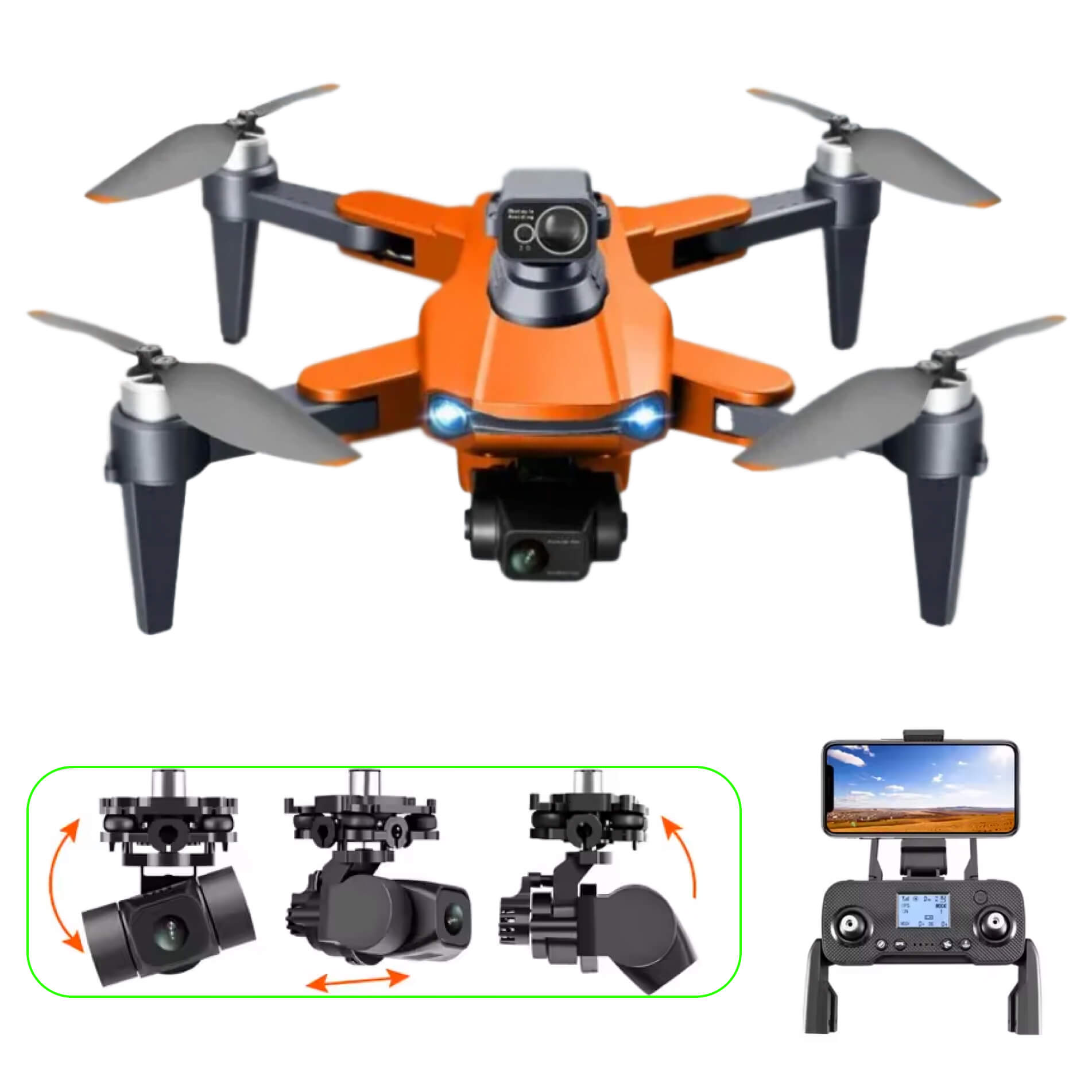 Professionele Camera Drone met 8K Dual Camera en GPS-stabilisatie – Borstelloze Motoren | Sansoti