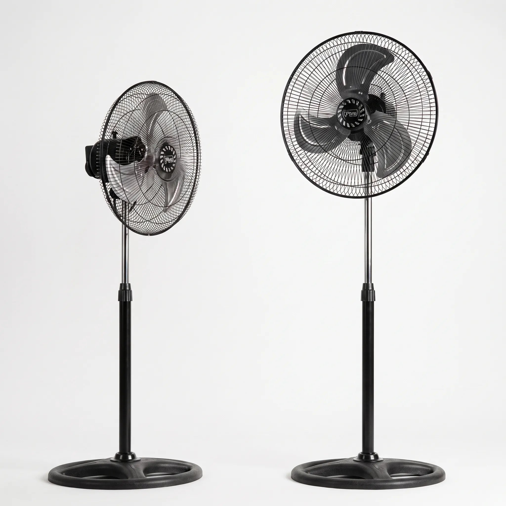 Hoogteverstelbare Staande Ventilator met 3 Snelheden – 45 cm Diameter – 80W – Zwart en Zilver – Set van 2 Stuks voor Optimale Luchtcirculatie | Sansoti