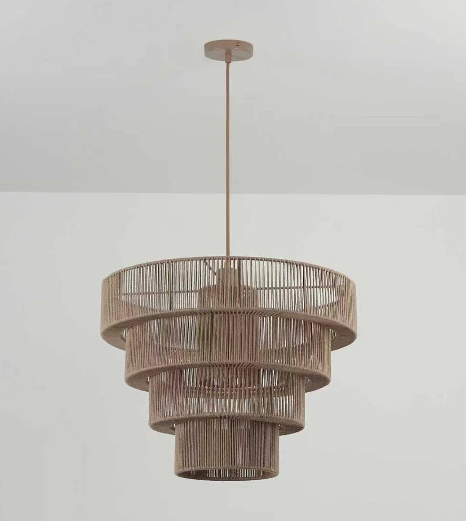 Hanglamp Gevlochten Katoen Taupe 50cm Boho Scandinavisch Verstelbaar | Sansoti