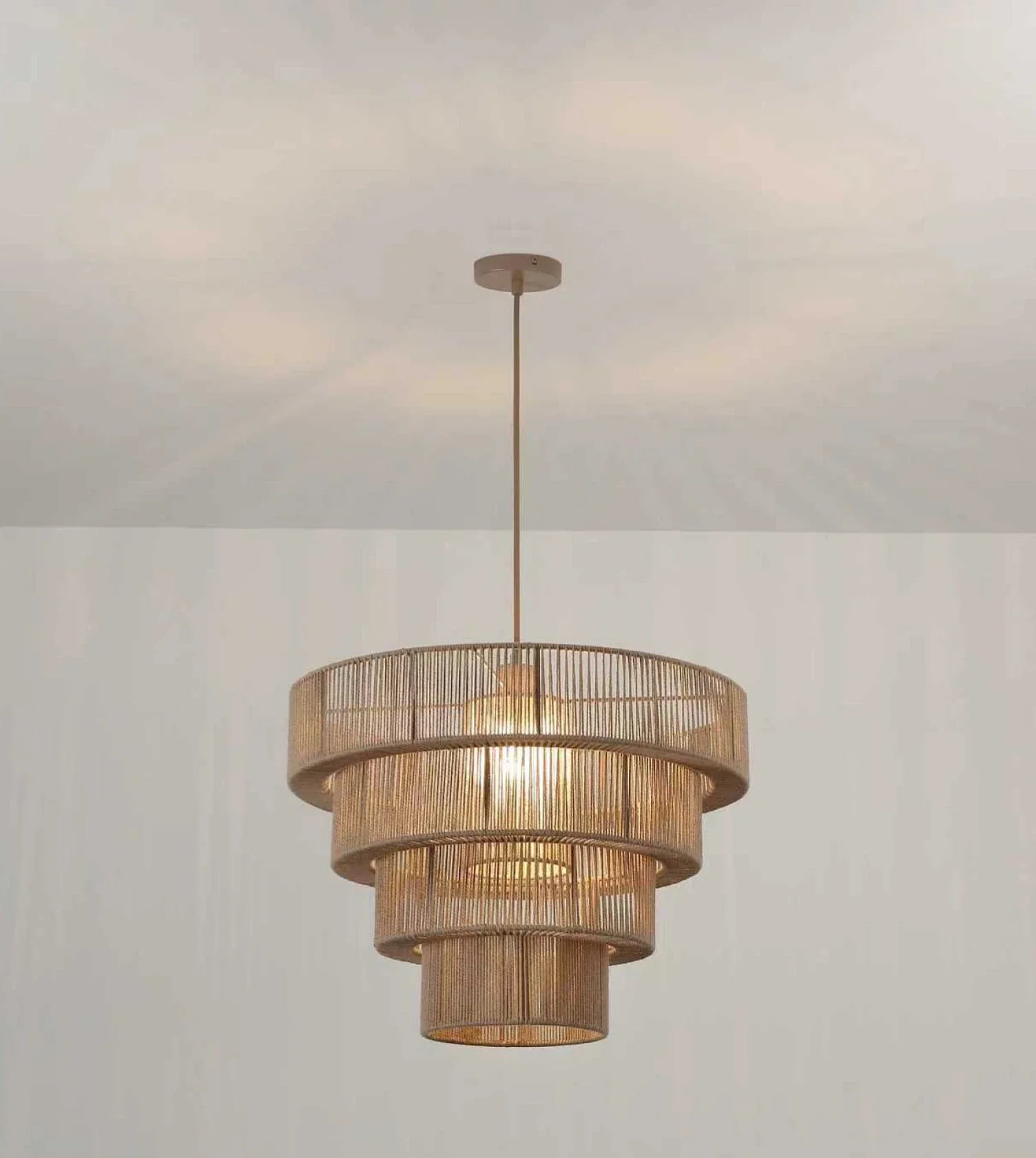 Hanglamp Gevlochten Katoen Taupe 50cm Boho Scandinavisch Verstelbaar | Sansoti