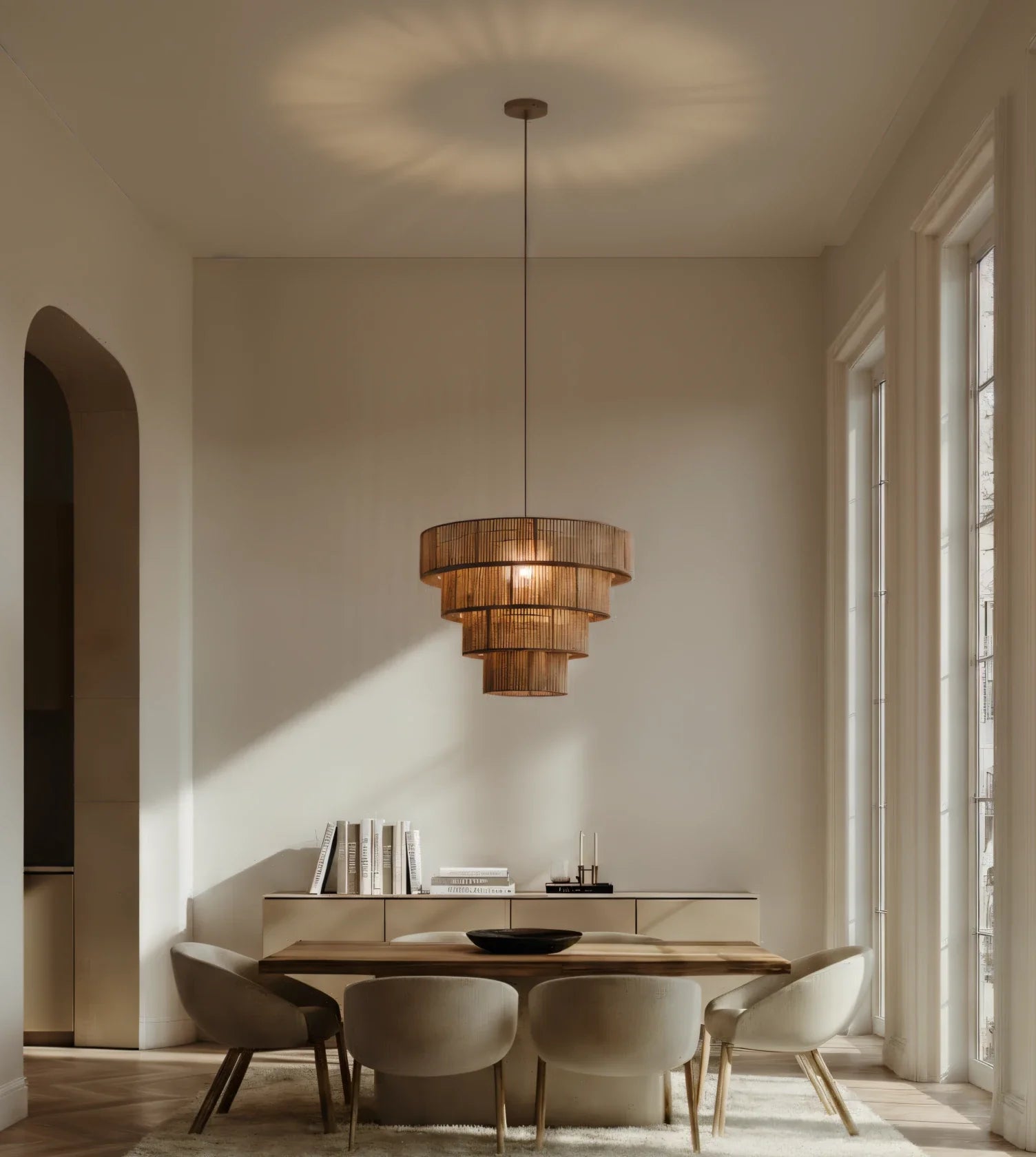 Hanglamp Gevlochten Katoen Taupe 50cm Boho Scandinavisch Verstelbaar | Sansoti