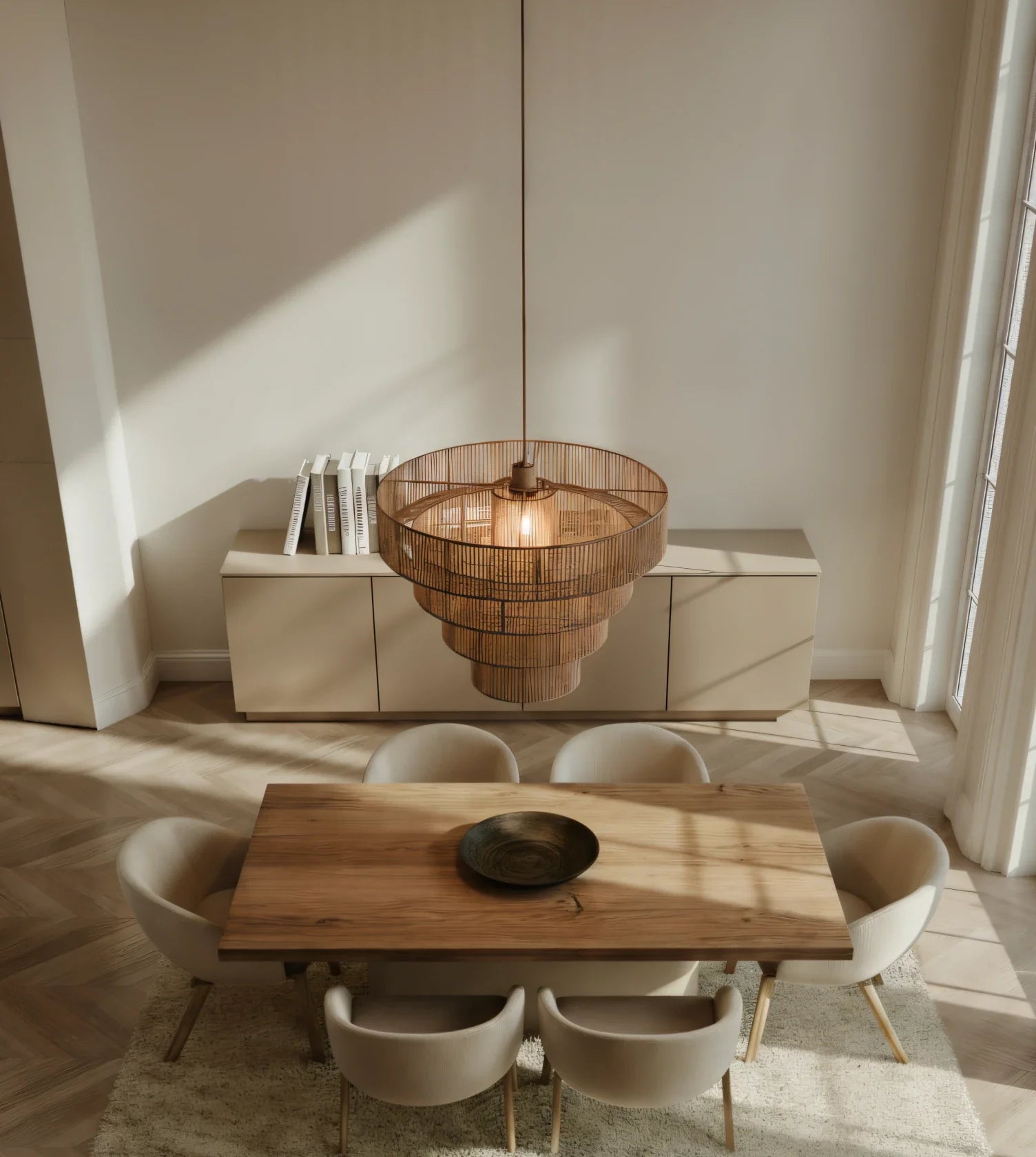 Hanglamp Gevlochten Katoen Taupe 50cm Boho Scandinavisch Verstelbaar | Sansoti