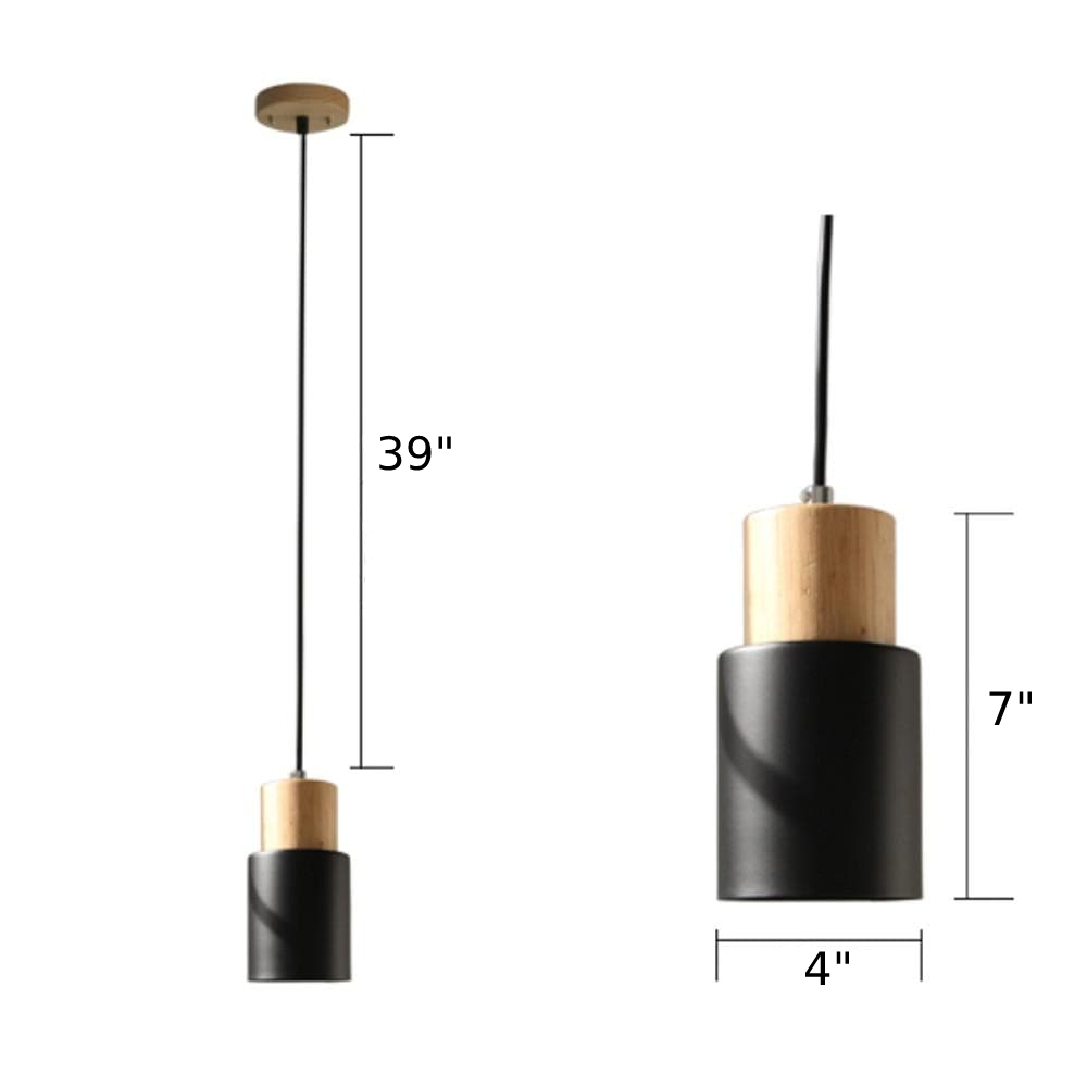 Suspension cylindre fer bois nickel brossé E27 scandinave salon salle à manger | Restfield