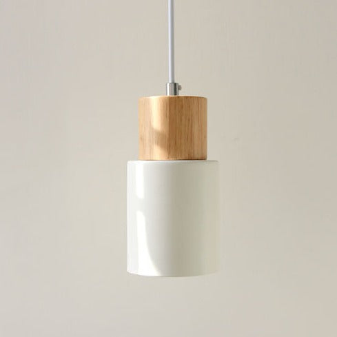 Suspension cylindre fer bois nickel brossé E27 scandinave salon salle à manger | Restfield