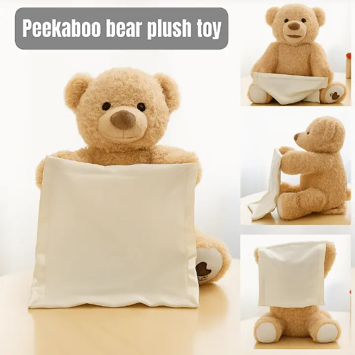 Interactieve Knuffelbeer Peek-a-boo Polyester Pluche 30cm 6 Zinnen Beweegbare Armen Baby Speelgoed Buikligtijd Kraamcadeau AAA Batterij | Sansoti