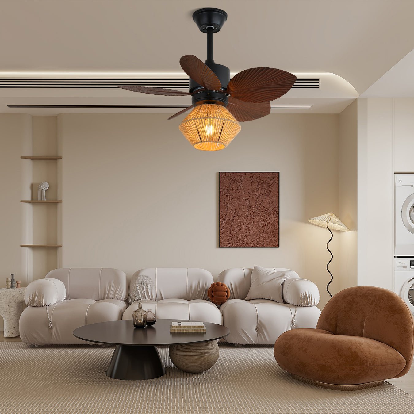 Plafondventilator met Verlichting Natuurlijk Rotan Tropisch Design Ø76cm | Sansoti