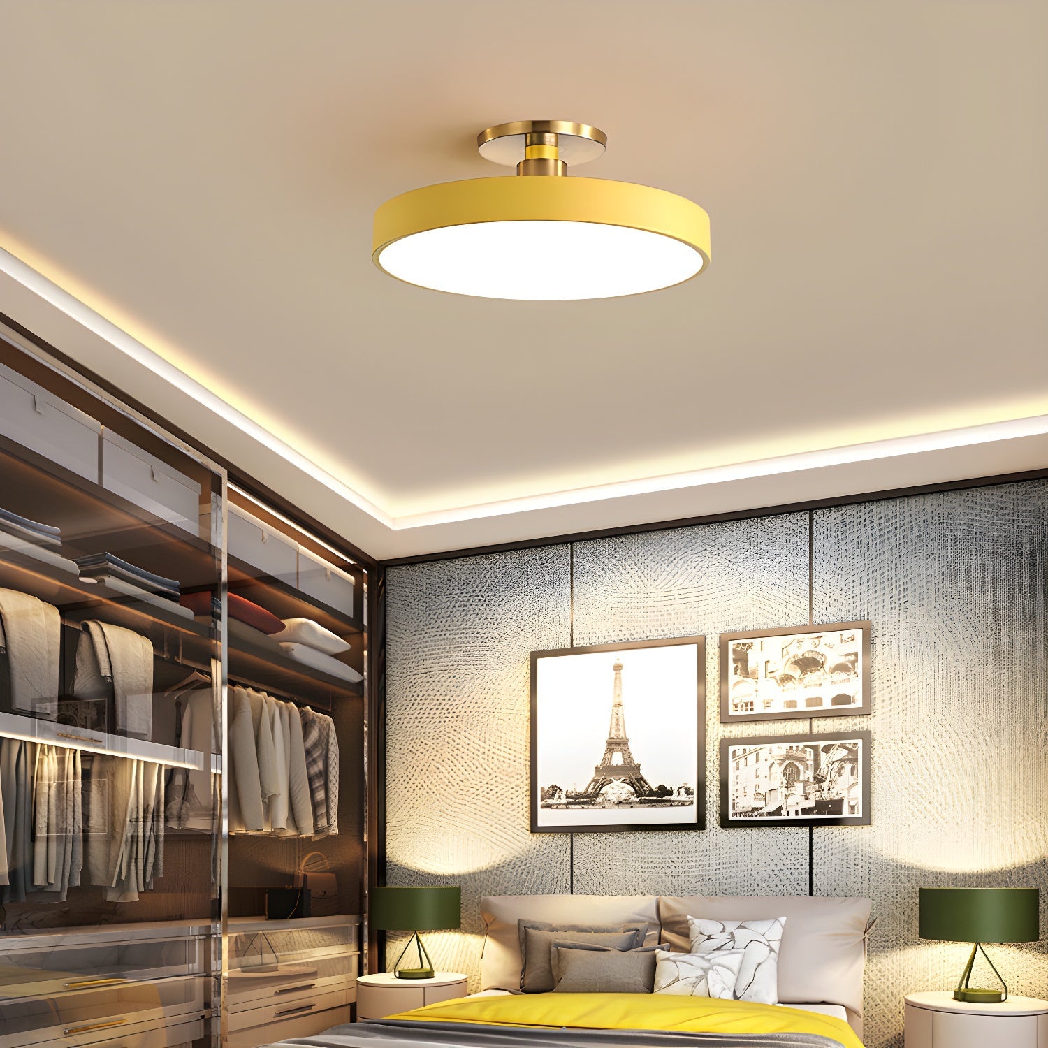Isla Plafondlamp — Ronde Flush-Mount LED Plafonnière met Zwart Metalen Armatuur en Witte Diffuser | Ideaal voor Eetkamers, Kantoren en Moderne Interieurs | Verkrijgbaar in Zes Kleuren | Sansoti