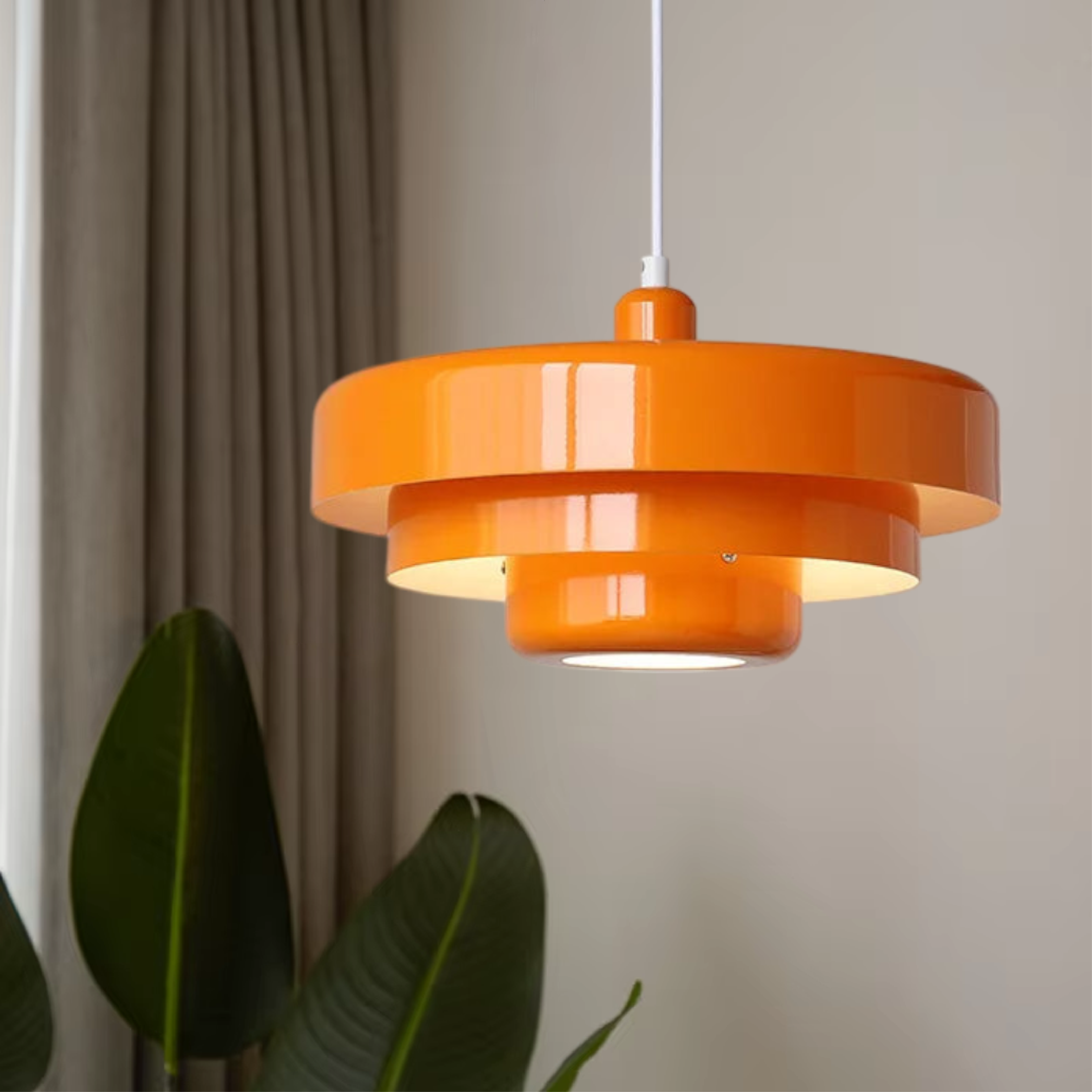 Hanglamp Ijzer Bauhaus Industrieel Oranje Goud Zwart 35cm Pendellamp Eetkamer Slaapkamer | Sansoti