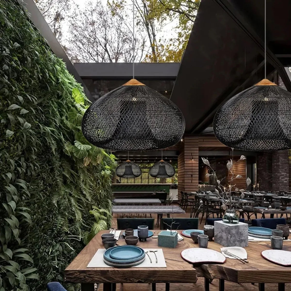 Handwoven Rattan Pendant Lamp Natural Ambient Lighting Scandinavian Design for Kitchen Living Room Dining Room | Sansoti