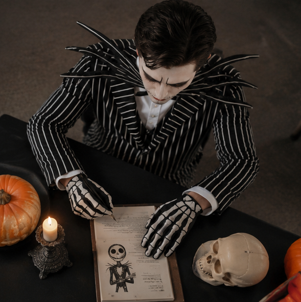 Striped Skeleton Costume with Mask Black-White Halloween Costume Carnival Party Dress-Up Clothing for Children | Sansoti