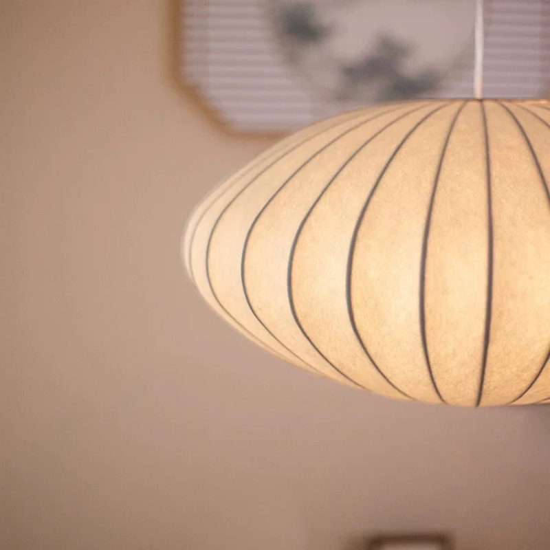 Japandi Hanglamp Zijde Wabi-Sabi Stijl – Minimalistische Kroonluchter met Natuurlijke Uitstraling 30 cm | Sansoti