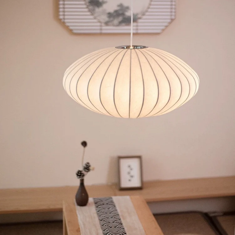 Japandi Hanglamp Zijde Wabi-Sabi Stijl – Minimalistische Kroonluchter met Natuurlijke Uitstraling 30 cm | Sansoti