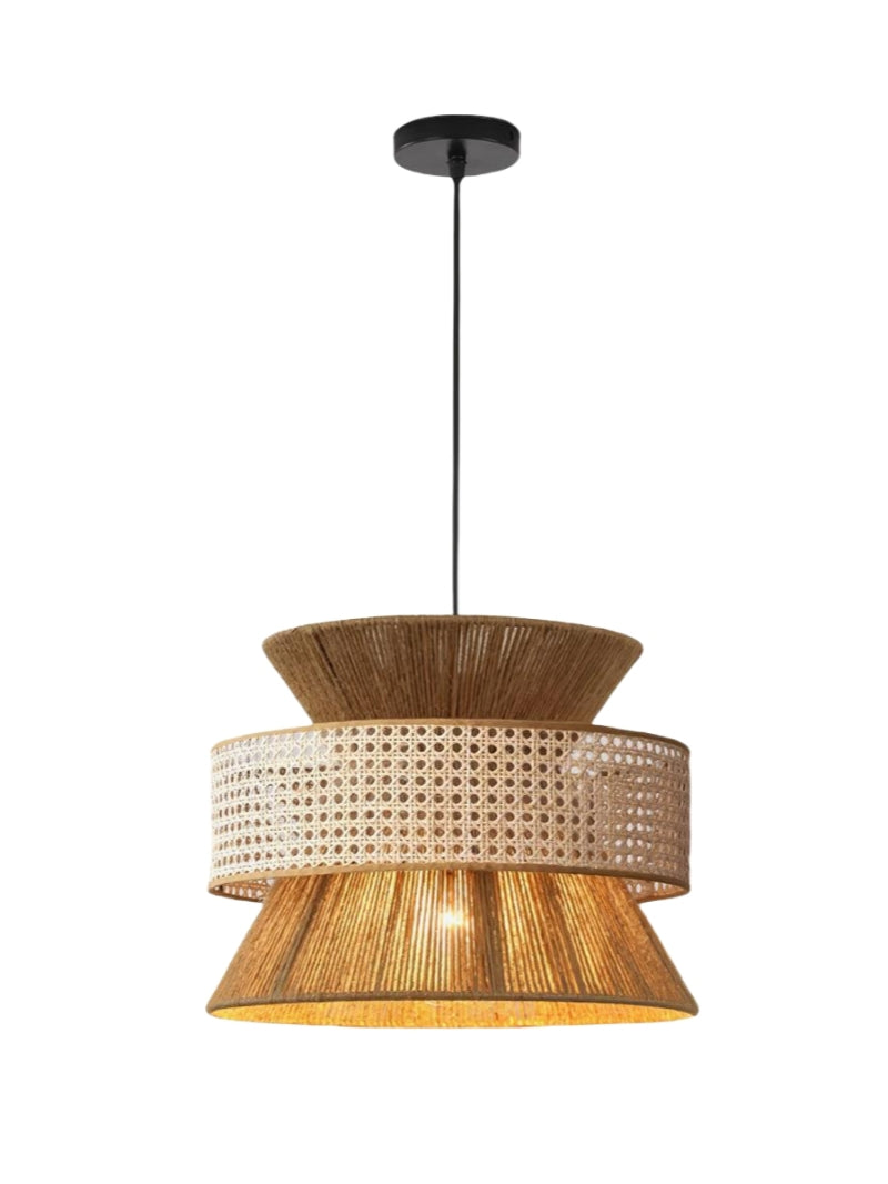 Handgeweven Hennep Hanglamp in Zen-Stijl – Natuurlijk Rotan Tromlamp voor Rustieke Sfeer | Sansoti