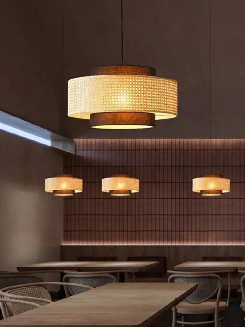 Handgeweven Hennep Hanglamp in Zen-Stijl – Natuurlijk Rotan Tromlamp voor Rustieke Sfeer | Sansoti