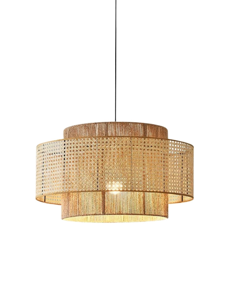 Handgeweven Hennep Hanglamp in Zen-Stijl – Natuurlijk Rotan Tromlamp voor Rustieke Sfeer | Sansoti